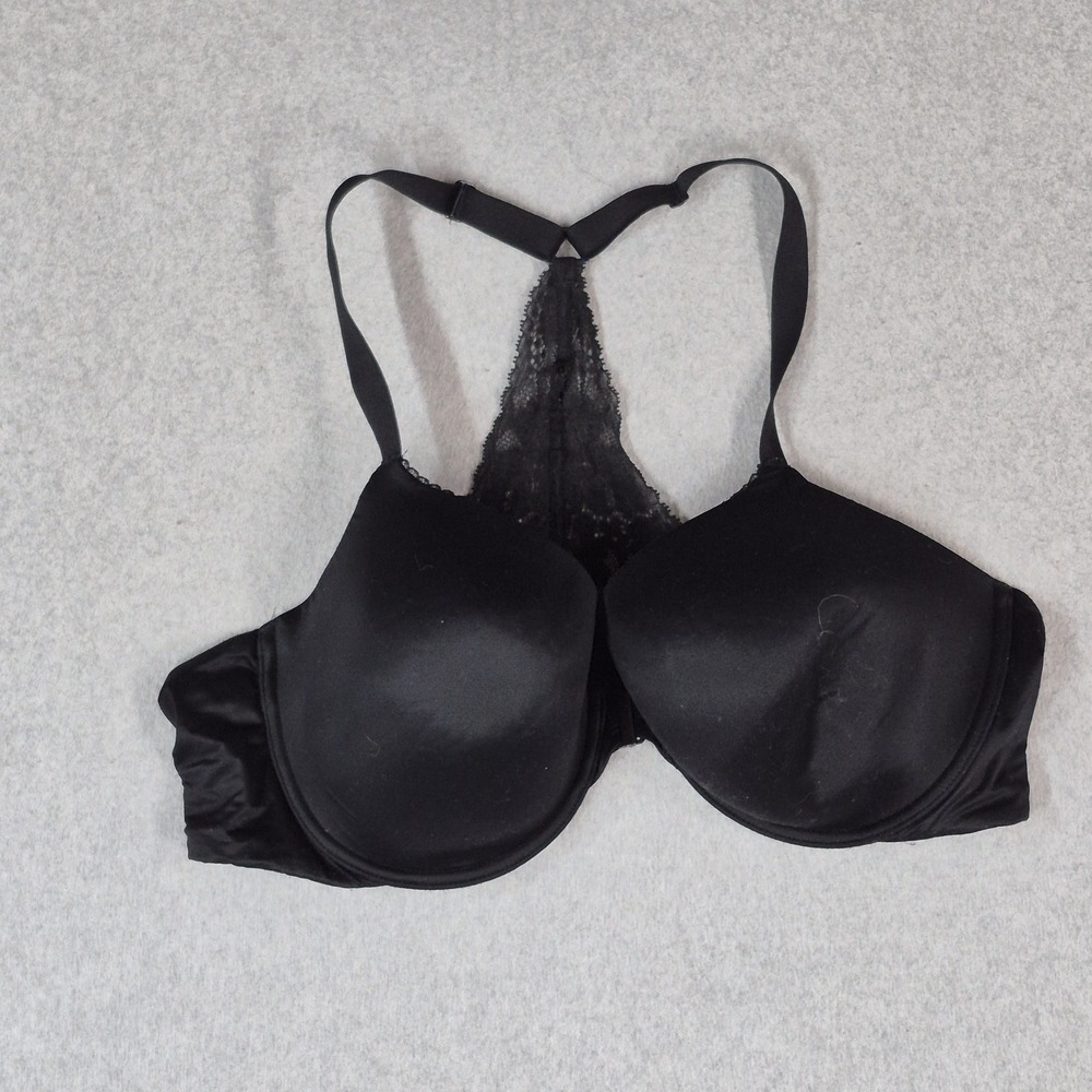 Victoria's Secret Women Bra 44C Black Lined Demi Body By T Shirt Underwired Lace